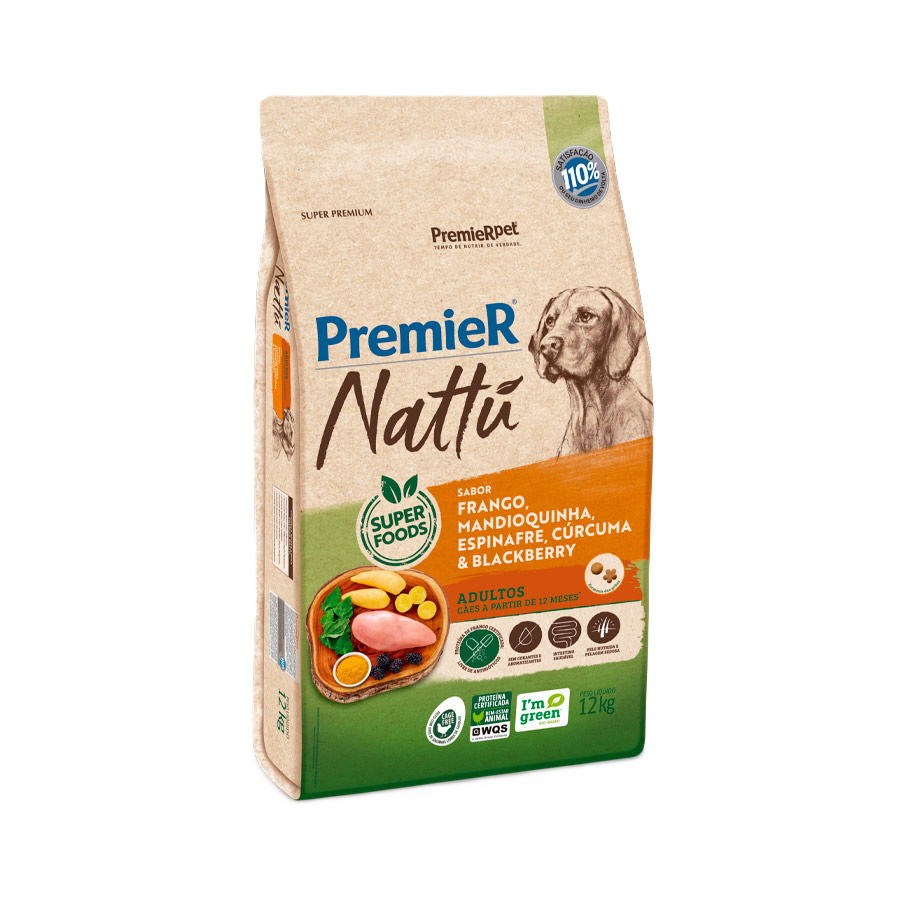 Ração Cão Premier Nattu Adulto Mandioquinha