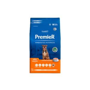 Ração Cão Premier Ambientes Internos Adulto Porte Médio Frango e Salmão
